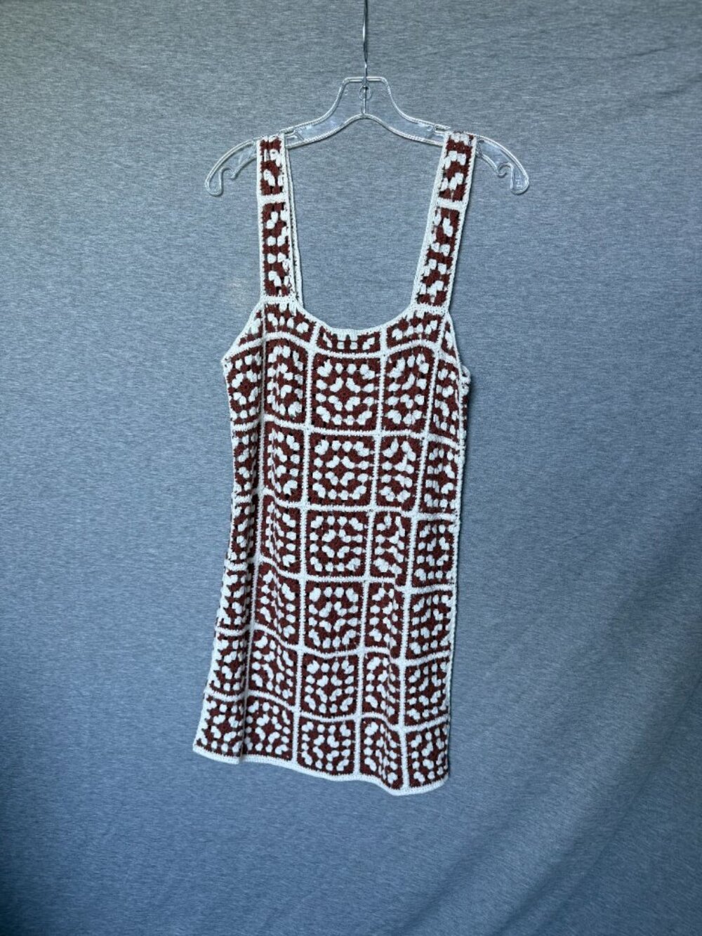 Marine Layer Women's Brown and White Crochet Dress - Small